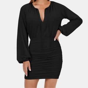 Brand New Halara Dress Tie Back Cut Out Ruched Mini Casual Dress Black Size: S